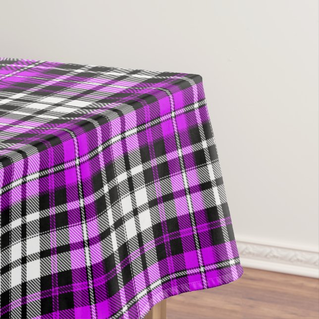 Purple Black White Plaid Tartan Pattern Design  Tablecloth (In Situ)