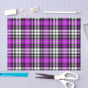 Purple Black White Plaid Tartan Pattern Design Tissue Paper