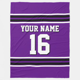 Purple Black White Sports Jersey Team Jersey Fleece Blanket