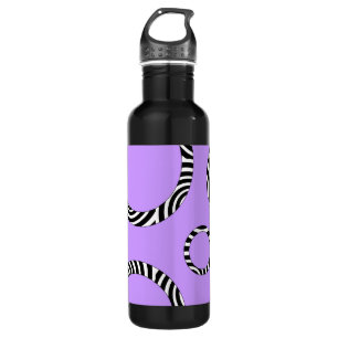 Purple Black White Stripes & Circles 710 Ml Water Bottle