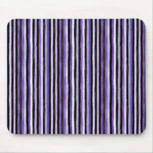Purple Black White Stripes Mouse Mat