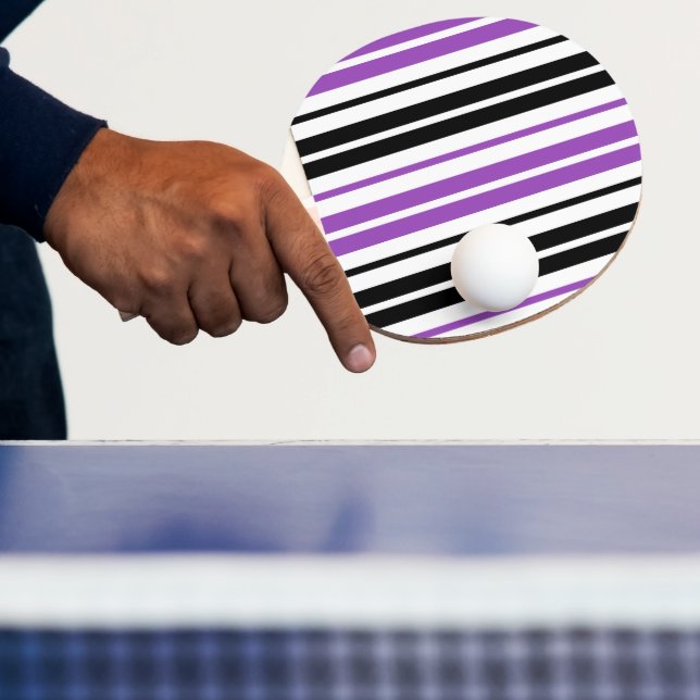 Purple Black White Stripes Pattern Design  Ping Pong Paddle (Insitu)