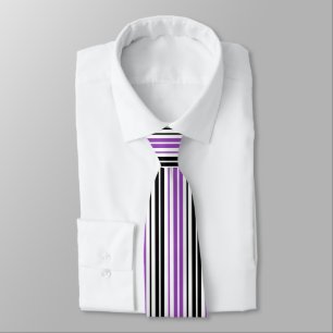 Purple Black White Stripes Pattern Design Tie