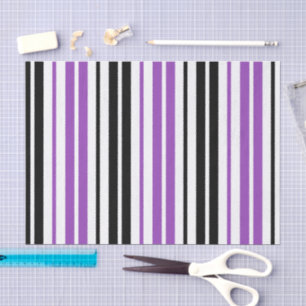 Purple Black White Stripes Pattern Design Tissue Paper