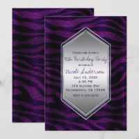 Purple Black Zebra Print Birthday Party Any Event
