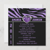 Purple Black Zebra Purple and Silver Heart Jewel