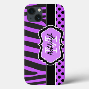 Purple Black Zebra Stripe Polka Dot iPad Air  Case
