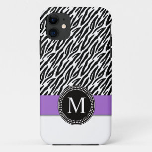 Purple, Black Zebra Stripes iPhone 5 Case