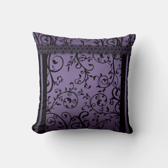 Purple Blend Scroll Leaf Pattern Cushion (Front)