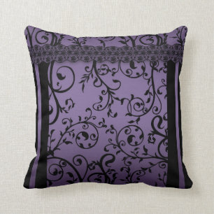 Purple Blend Scroll Leaf Pattern Cushion