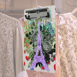 Purple Bling Eiffel Tower Mini Clipboard