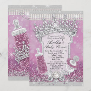 Purple Bling Glitter Baby Shower Invitations