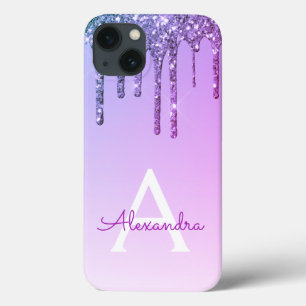 Purple Bling Luxury Sparkle Glitter Monogram Case- iPhone 13 Case