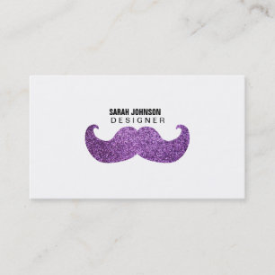 Purple Bling moustache (Faux Glitter Graphic) Business Card