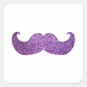 Purple Bling moustache (Faux Glitter Graphic) Square Sticker