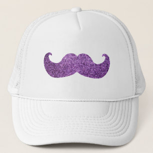 Purple Bling moustache (Faux Glitter Graphic) Trucker Hat