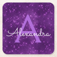 Purple Bling & Sparkle Monogram Birthday