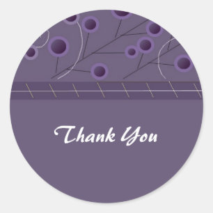 Purple Bliss Floral Thank You Classic Round Sticker