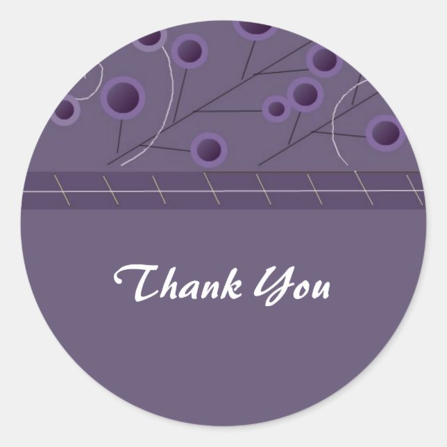 Purple Bliss Floral Thank You Classic Round Sticker (Front)