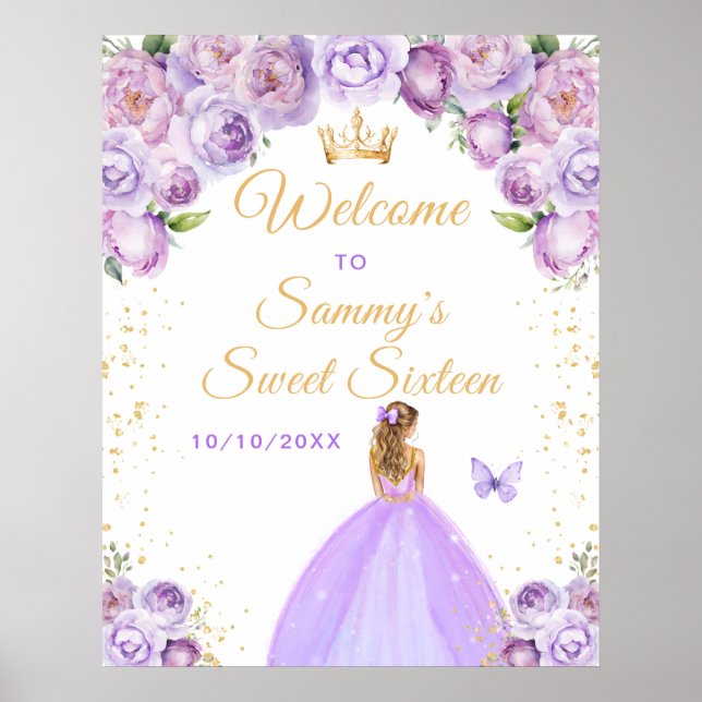 Purple Blonde Hair Princess Sweet Sixteen Welcome Poster (Front)