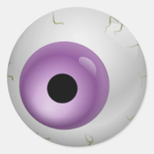 Purple Bloodshot Zombie Eyeball Halloween Classic Round Sticker