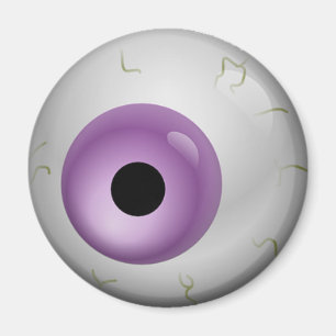 Purple Bloodshot Zombie Eyeball Halloween Magnet