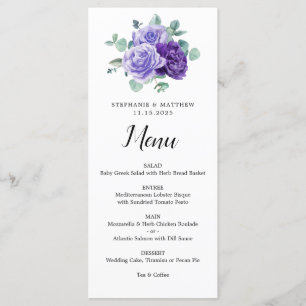 Purple Bloom Eucalyptus Botanical Wedding Menu