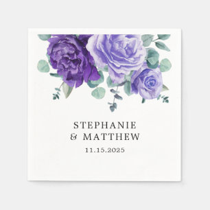 Purple Bloom Eucalyptus Botanical Wedding Napkin