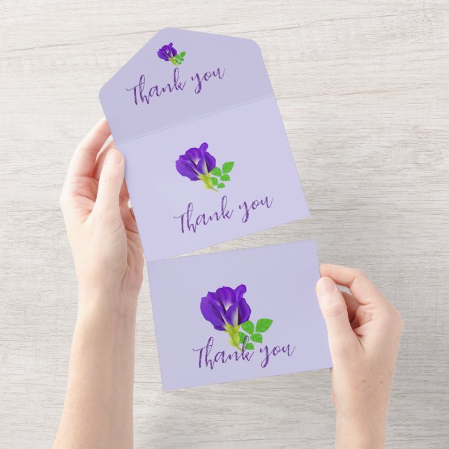 Purple Bloom Floral  All In One Invitation (Tearaway)