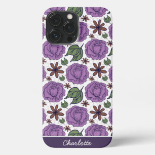 Purple bloom floral seamless pattern personalised iPhone 13 pro max case