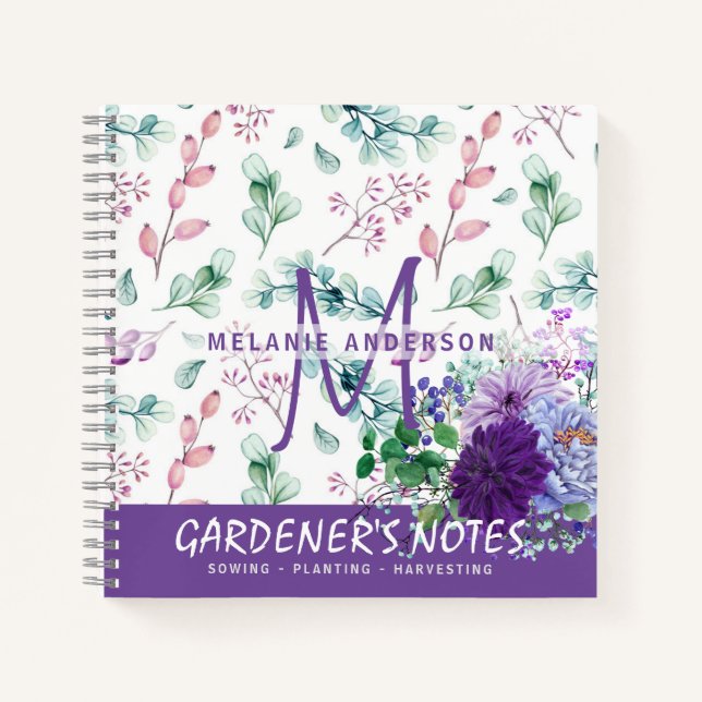 Purple Bloom Gardeners Journal Sowing Planting (Front)