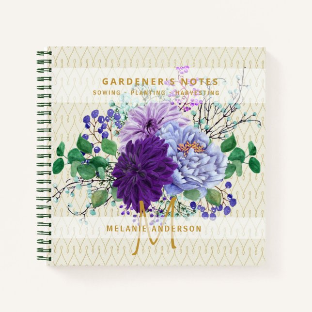 Purple Bloom Gardeners Journal Sowing Planting (Front)