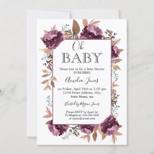 Purple Bloom Watercolor Baby Shower Invitation