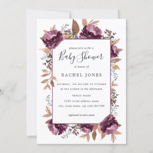 Purple Bloom Watercolor Baby Shower Invitation