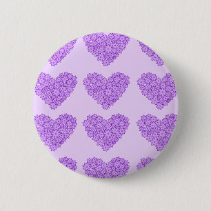 Purple blooming flowers hearts 6 cm round badge