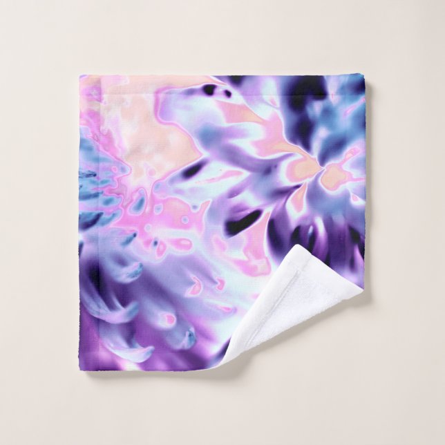 Purple Blooming Flowers Print Towel (Wash Cloth)