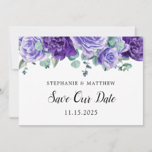 Purple Blooms Eucalyptus Botanical Wedding Save The Date