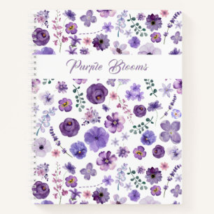 Purple Blooms - Garden Floral Pattern Elegant Notebook