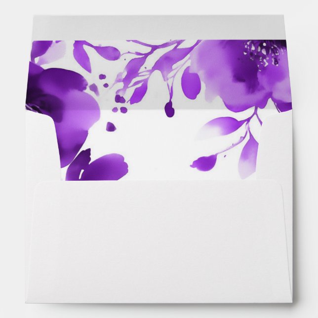Purple Blooms Watercolor Bridal Shower CUSTOM  Envelope (Back (Bottom))