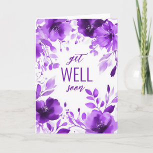 Purple Blooms Watercolor GET WELL SOON CUSTOM Card