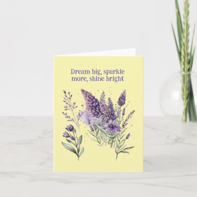 Purple Blossom in Bloom: Captivating Floral Spring Card (Front)
