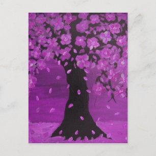 Purple Blossom Tree Design Art Postcard