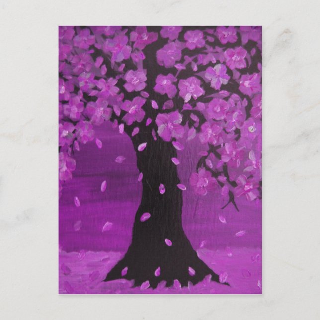 Purple Blossom Tree Design Art Postcard (Front)