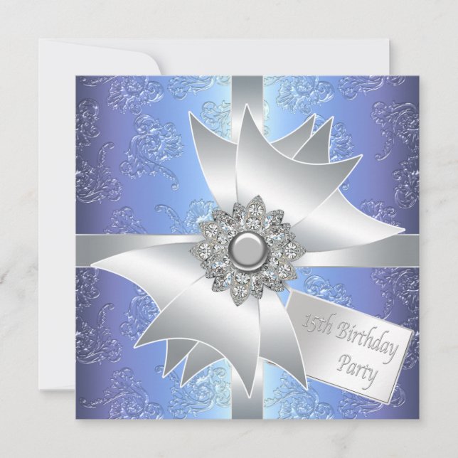 Purple Blue 15th Birthday Party Invitation (Front)