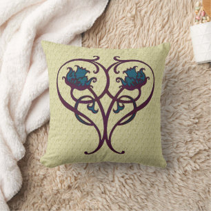 Purple Blue Abstract Floral Art Design Cushion