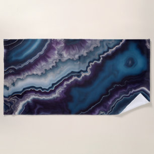 Purple Blue Agate Marble design Beach Towel