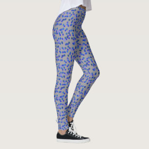purple, blue and gray polka dot leggings