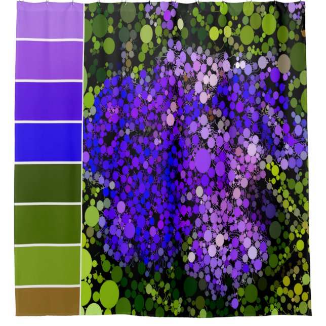Purple, Blue and Green Abstract Shower Curtain (Front)
