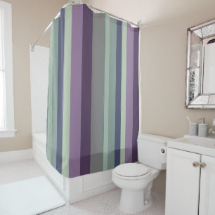 Purple, Blue and Green Abstract Stripes Shower Curtain