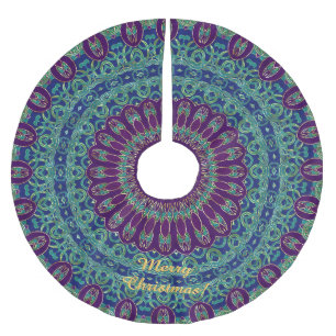 Purple, Blue and Green Mandala Brushed Polyester Tree Skirt